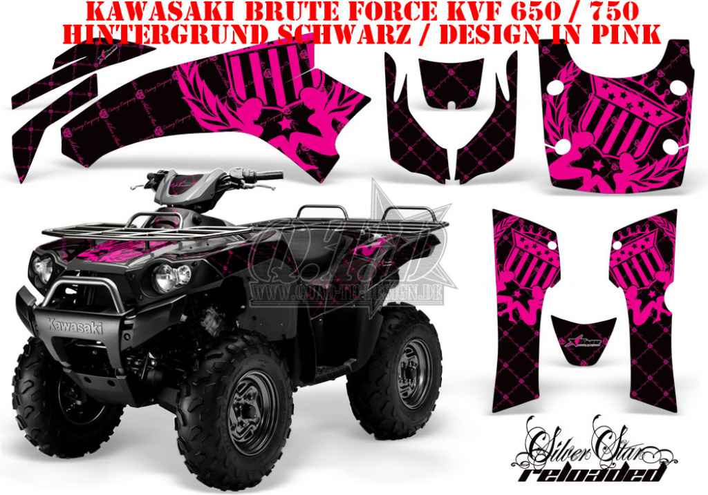 SilverStar - Reloaded Background = Black, Design color = Pink for Kawasaki Brute Force KVF 650i 4x4 2006-2012