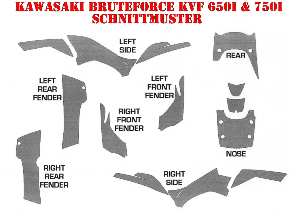 Cutting Pattern for Kawasaki Brute Force KVF 650i 4x4 2006-2012