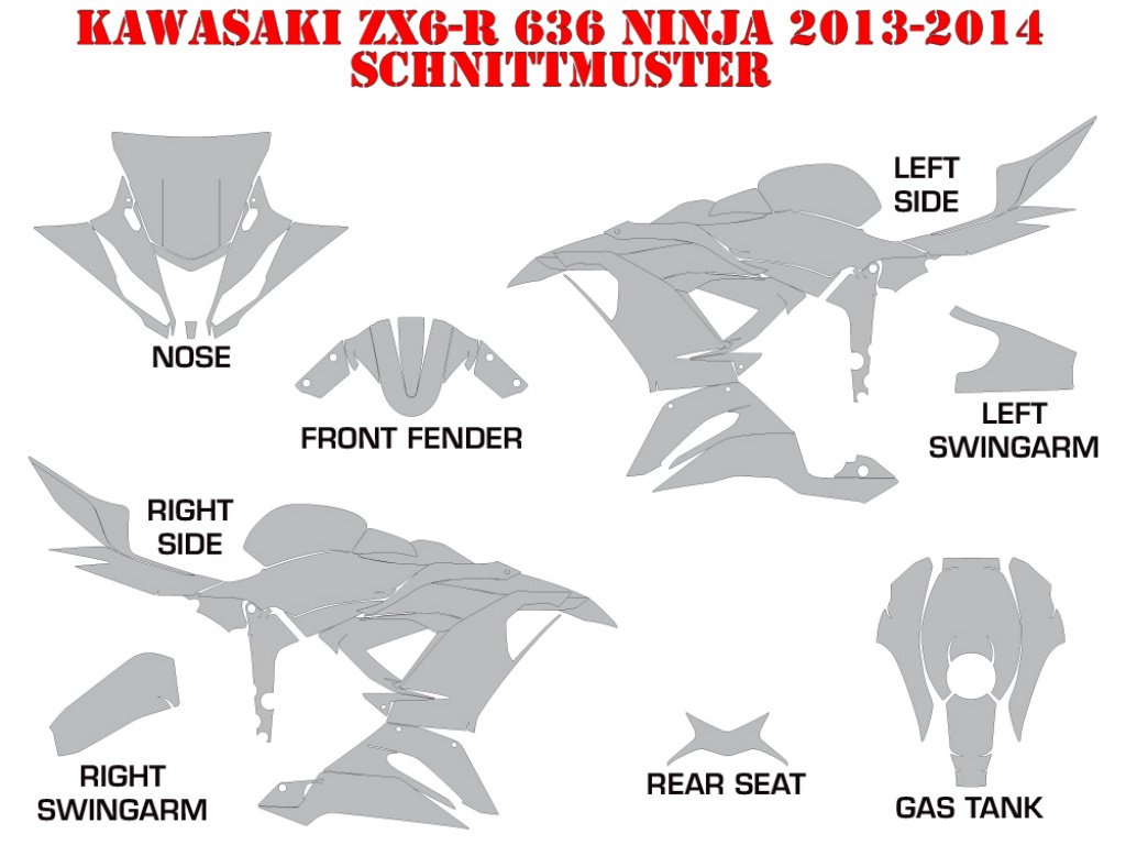 Schnittmuster für Kawasaki Ninja 636 ZX-6R 2013-2016
