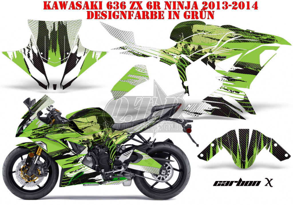 Carbon-X Grün für Kawasaki Ninja 636 ZX-6R 2013-2016