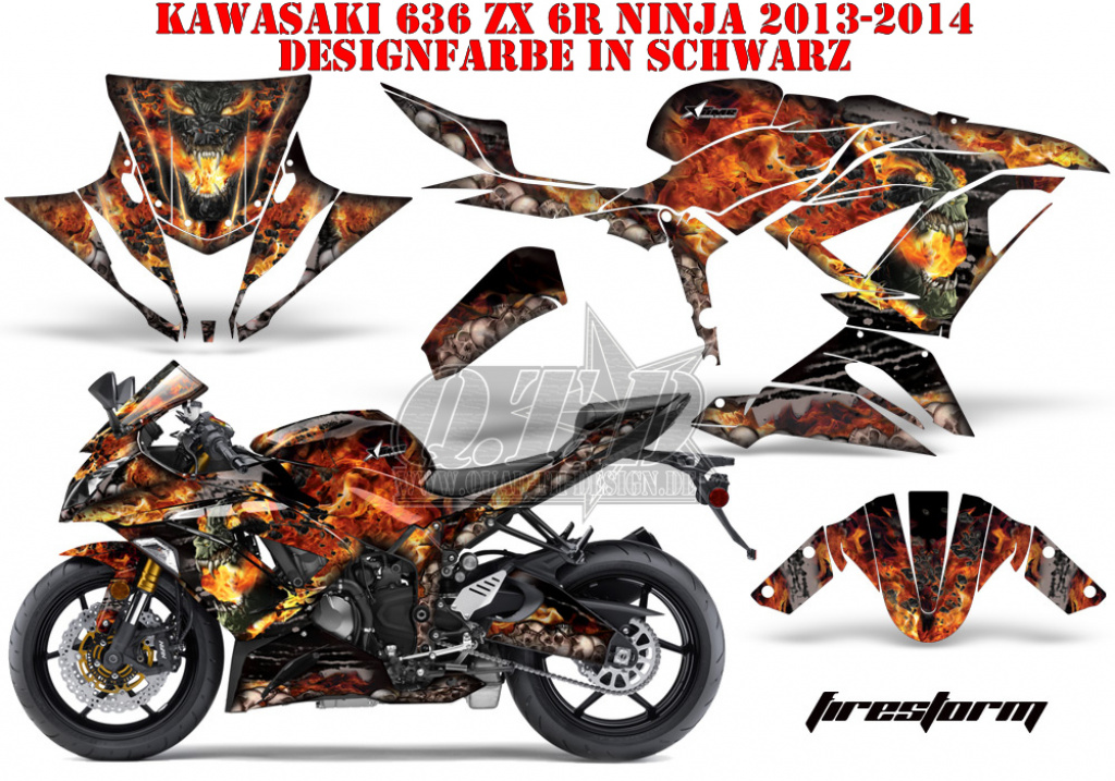 Firestorm Schwarz für Kawasaki Ninja 636 ZX-6R 2013-2016