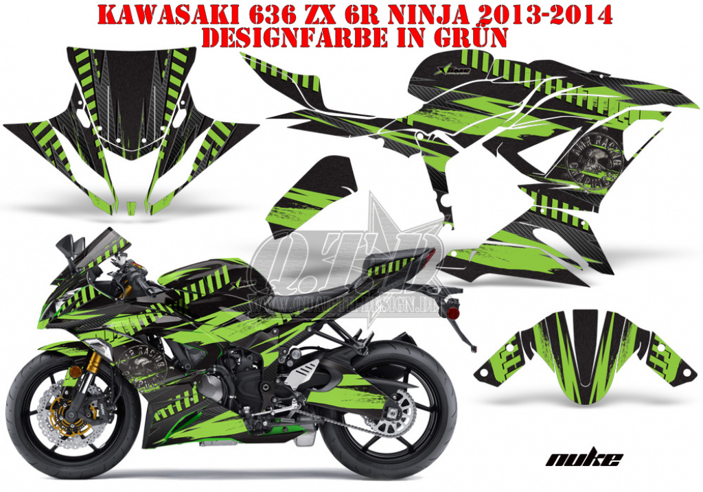 Nuke Grün für Kawasaki Ninja 636 ZX-6R 2013-2016