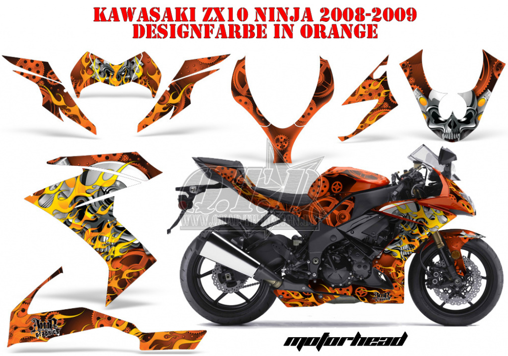 Motorhead Orange für Kawasaki ZX10 Ninja Sport 2008-2009