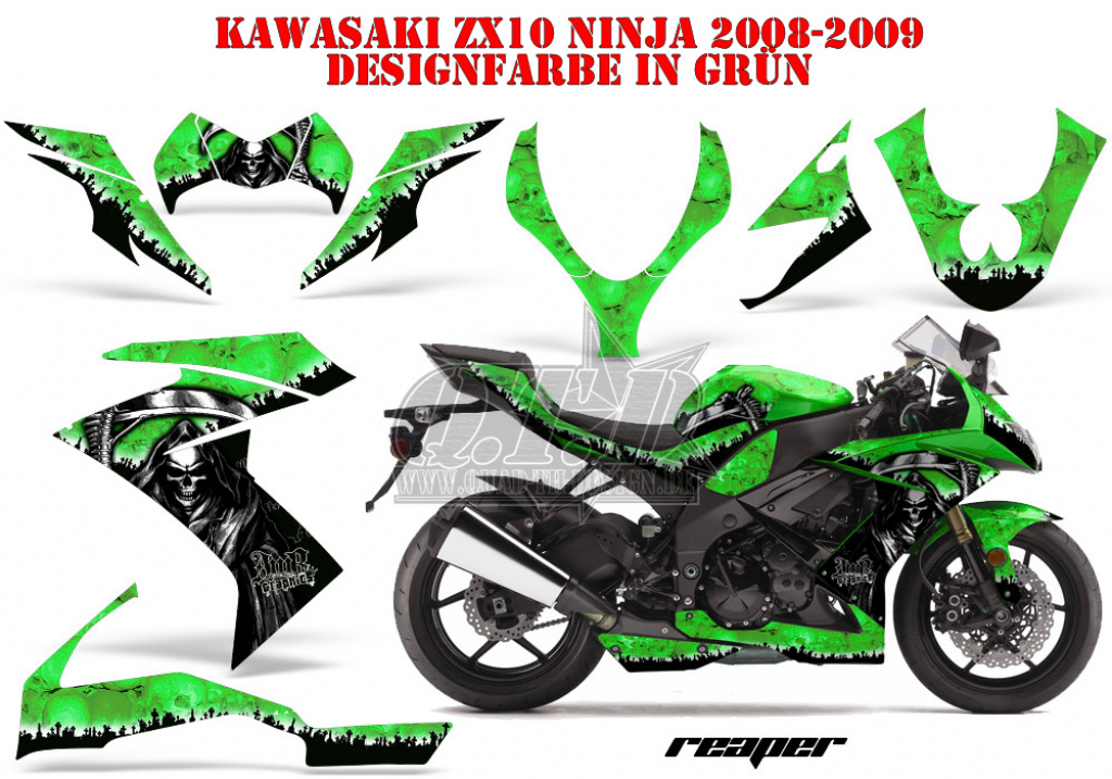 Reaper Grün für Kawasaki ZX10 Ninja Sport 2008-2009