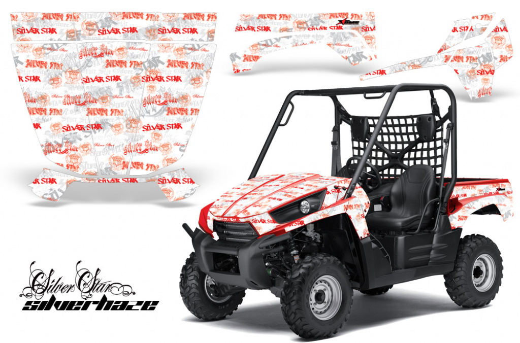 Example Picture SilverStar - Silverhaze Background = White, Design color = Red on a Kawasaki Teryx 750 2010-2012
