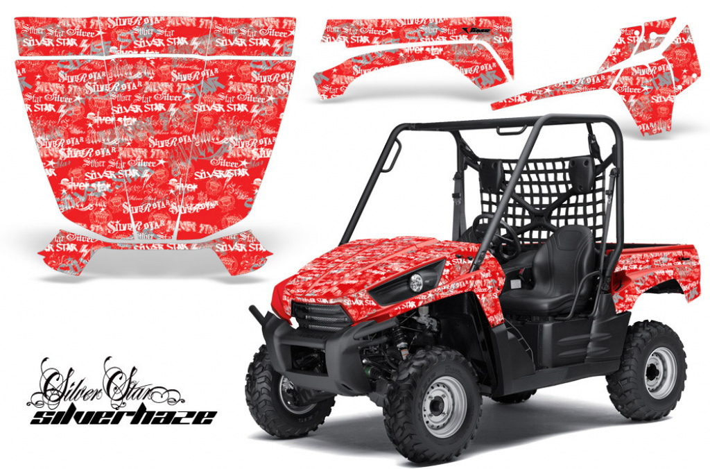 Example Picture SilverStar - Silverhaze Background = Red, Design color = White on a Kawasaki Teryx 750 2010-2012