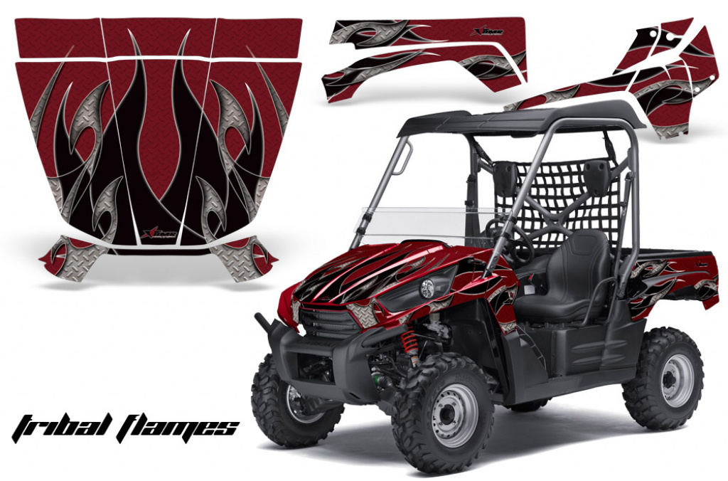 Example Picture Tribal Flames Background = Red, Design color = Black on a Kawasaki Teryx 750 2010-2012