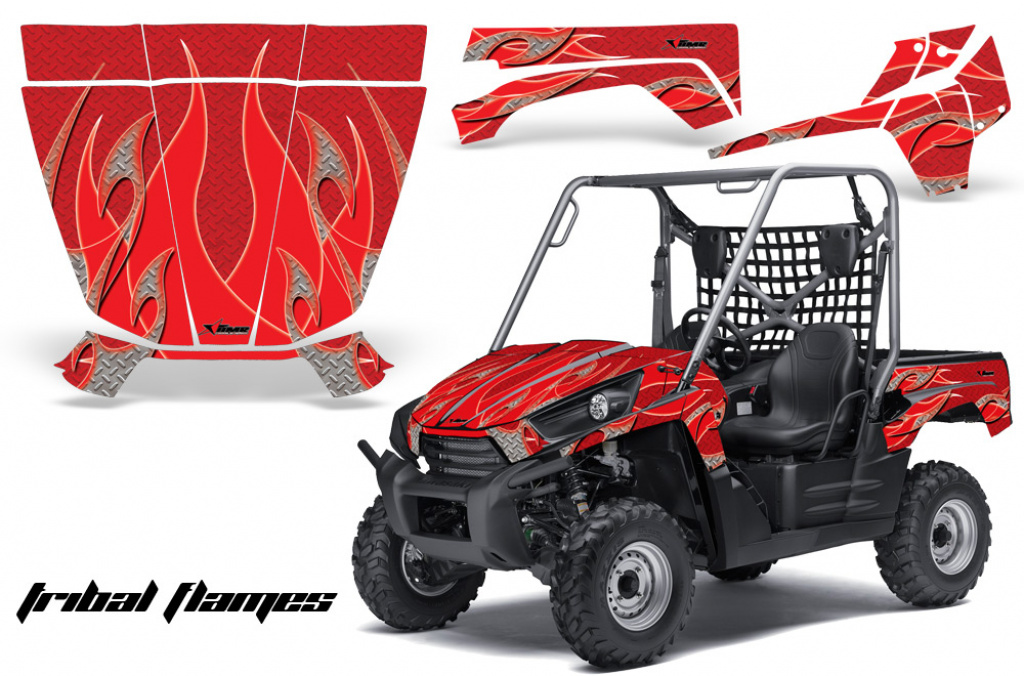 Example Picture Tribal Flames Background = Red, Design color = Red on a Kawasaki Teryx 750 2010-2012