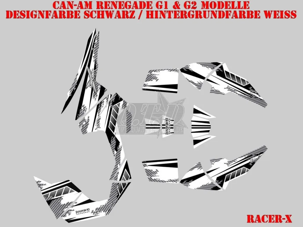 CAN-AM Renegade Racer-X Designfarbe Schwarz, Hintergrundfarbe Weiß