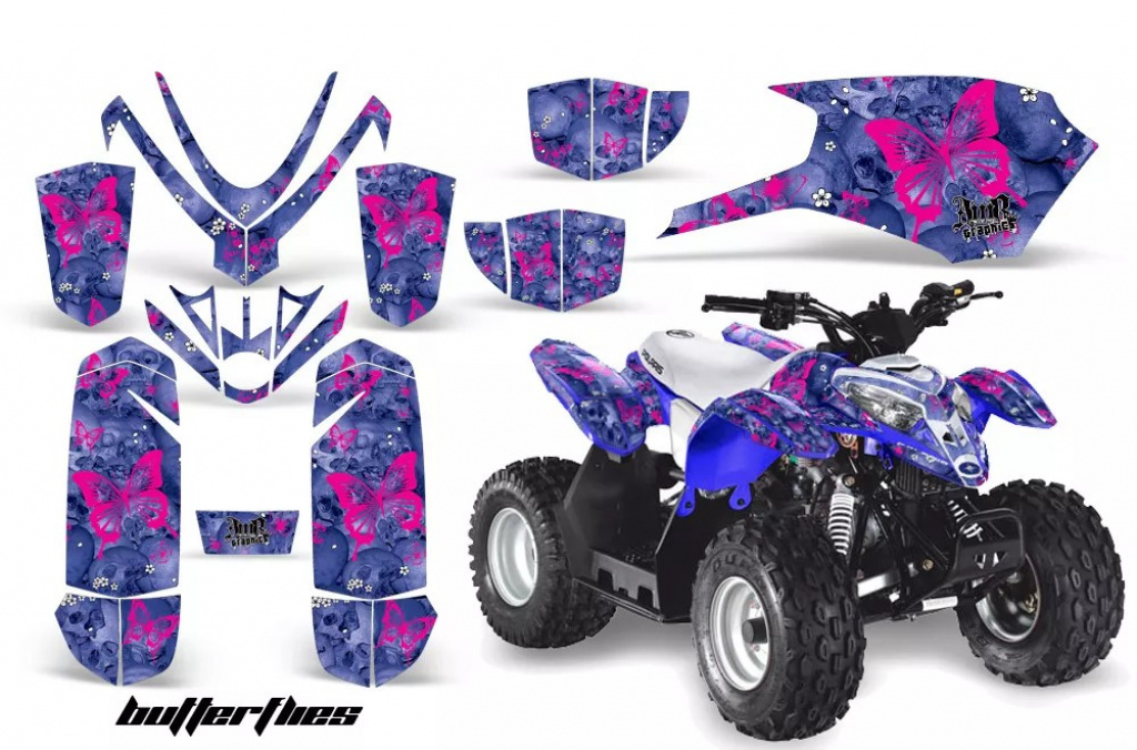 Butterfly Hintergrund = Blau, Designfarbe = Pink für Polaris Predator 50