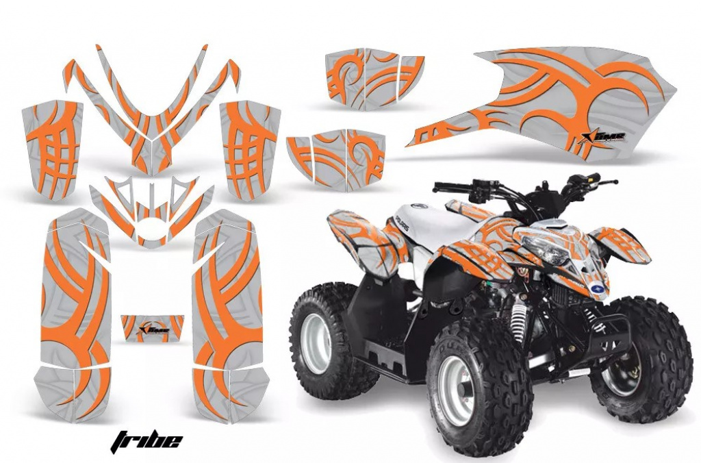 Tribe Hintergrund = Silber, Designfarbe = Orange für Polaris Predator 50