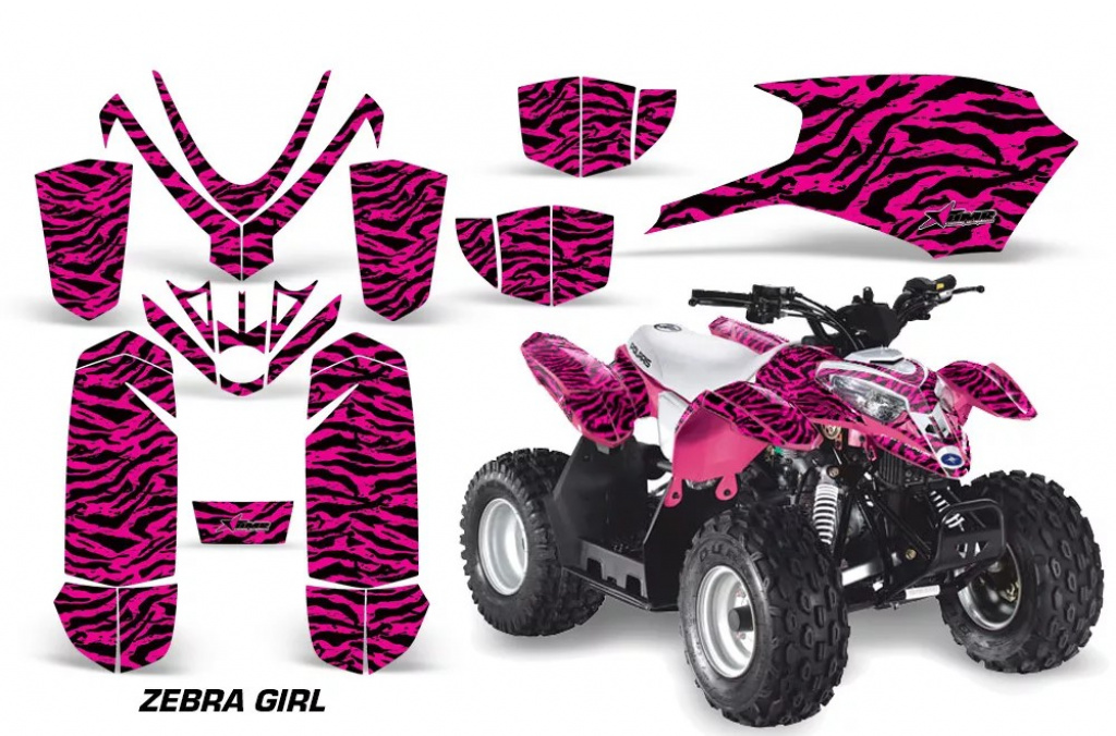 Zebra Girl Hintergrund = Schwarz, Designfarbe = Pink für Polaris Predator 50