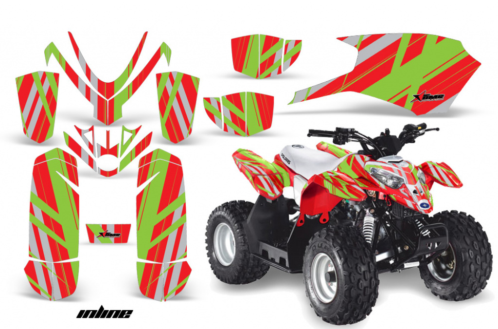 In Line Hintergrund = Rot, Designfarbe = Grün für Polaris Predator 50
