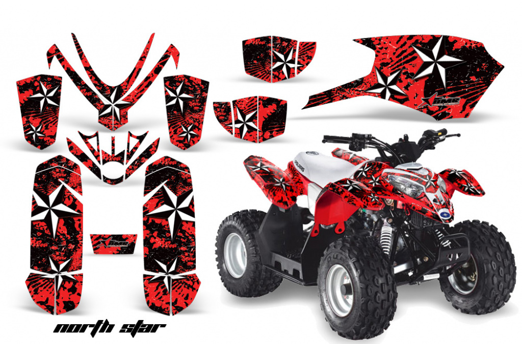 Northstar Hintergrund = Rot, Designfarbe = Weiß für Polaris Predator 50