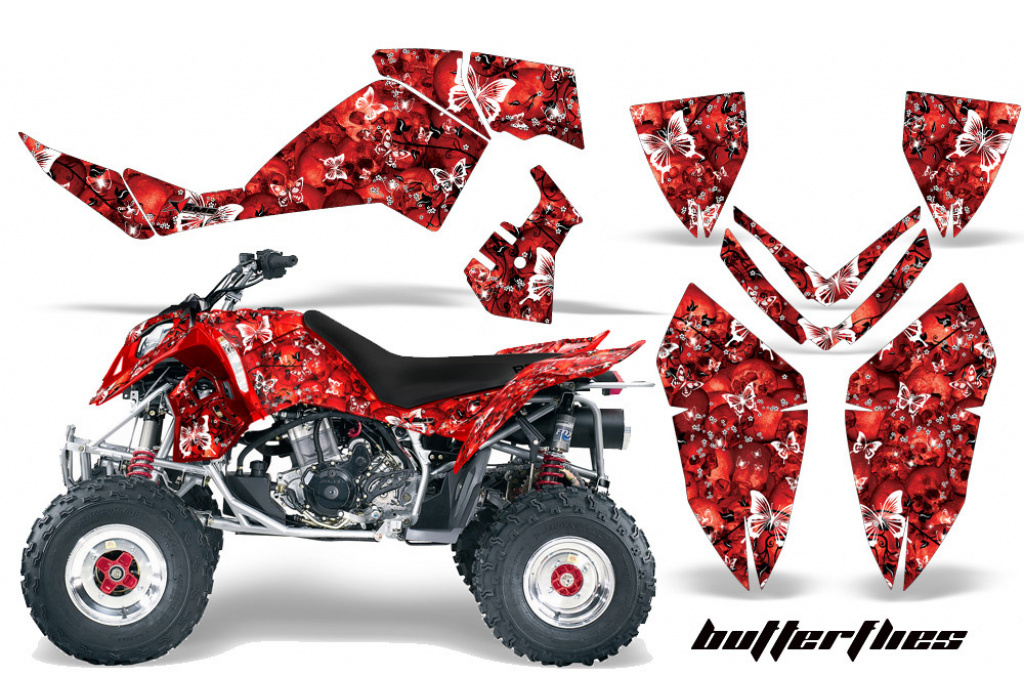 Butterfly Background = Red, Design color = White for Polaris Outlaw 450/500/525 2006-2008