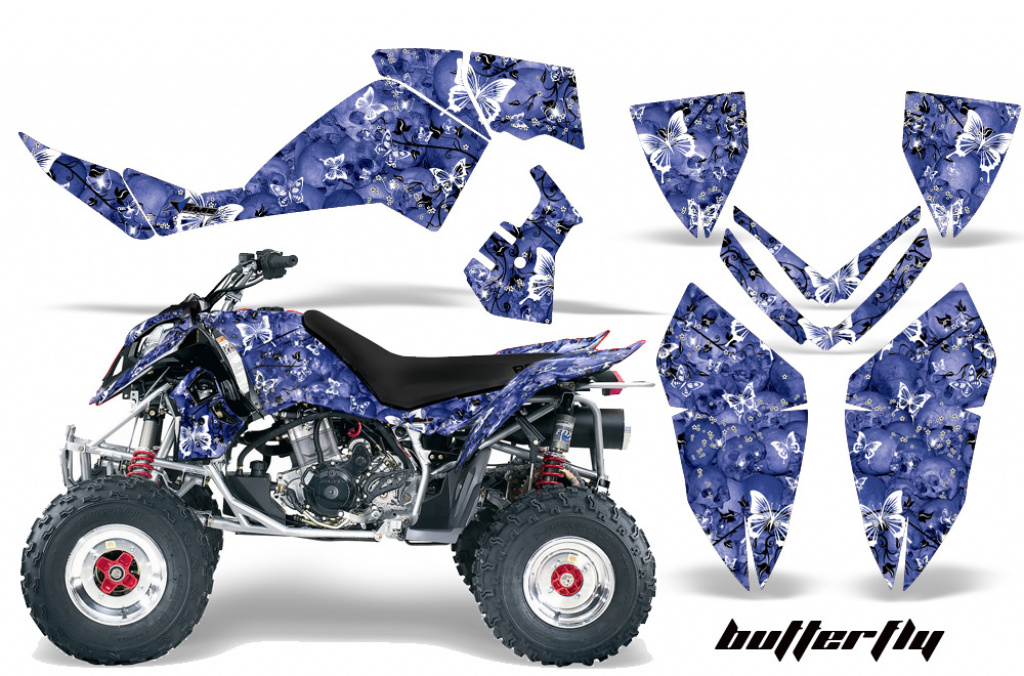 Butterfly Background = Blue, Design color = White for Polaris Outlaw 450/500/525 2006-2008