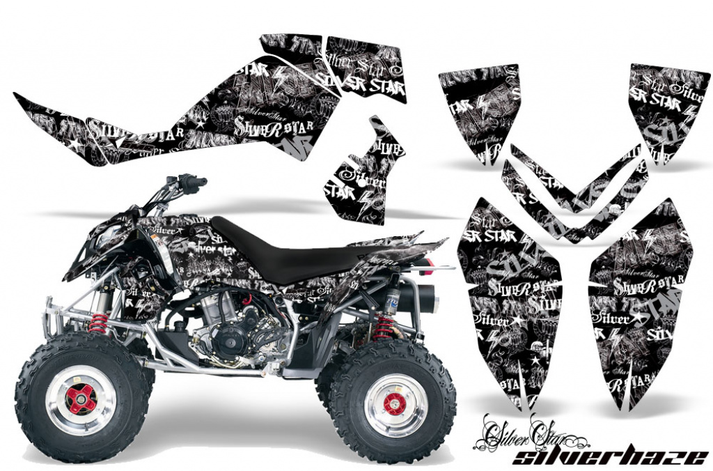SilverStar - Silverhaze Background = Black, Design color = White for Polaris Outlaw 450/500/525 2006-2008
