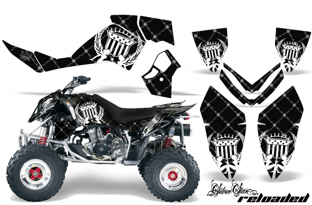 SilverStar - Reloaded Background = Black, Design color = White for Polaris Outlaw 450/500/525 2006-2008