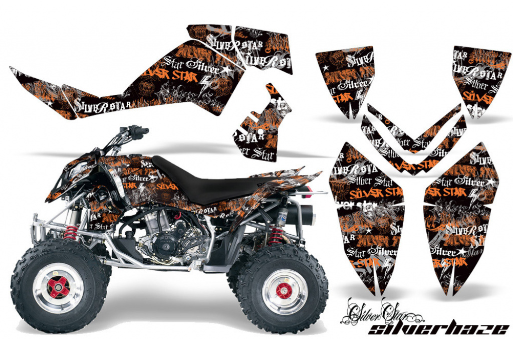 SilverStar - Silverhaze Background = Black, Design color = Orange for Polaris Outlaw 450/500/525 2006-2008