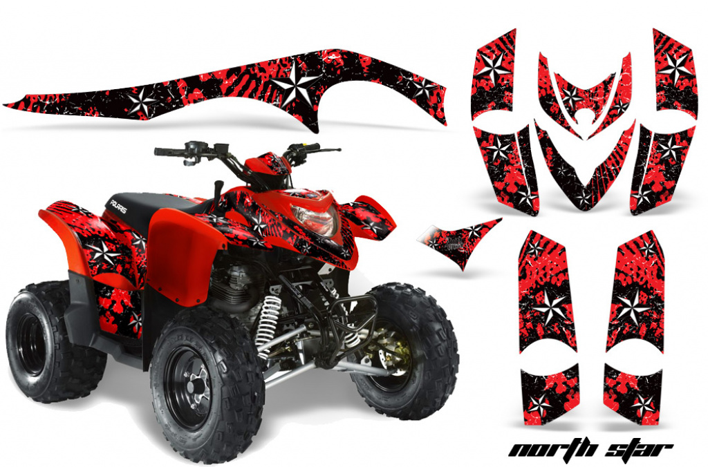 Northstar Hintergrund = Rot, Designfarbe = Weiß für Polaris Phoenix 200 2005-2016
