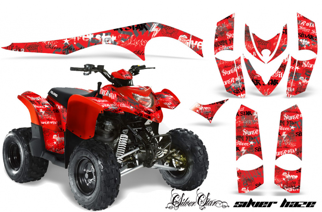 SilverStar - Silverhaze Hintergrund = Rot, Designfarbe = Schwarz für Polaris Phoenix 200 2005-2016