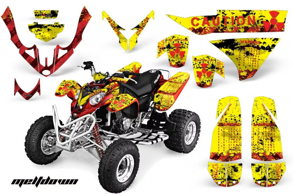 Meltdown Hintergrund = Gelb, Designfarbe = Rot für Polaris Predator 500