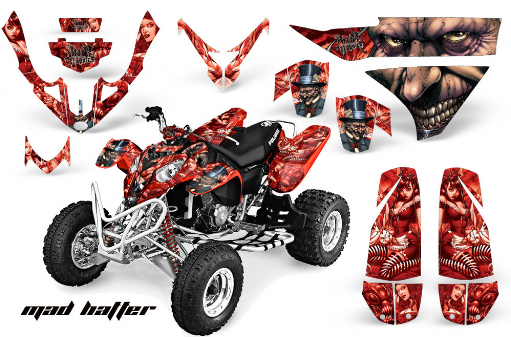 Mad-Hatter Hintergrund = Rot, Designfarbe = Rot für Polaris Predator 500
