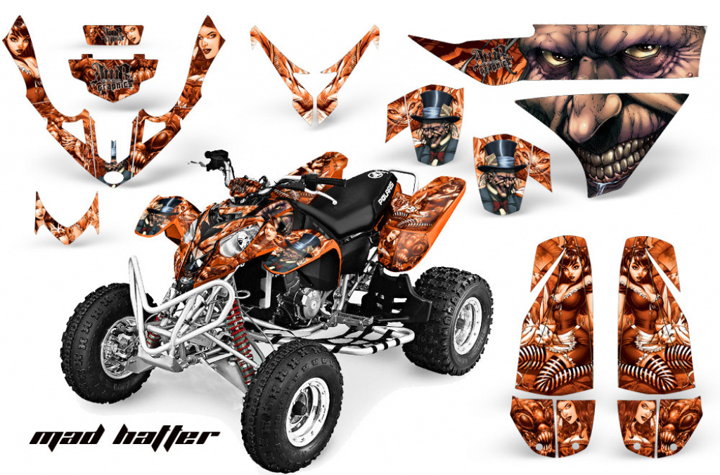 Mad-Hatter Hintergrund = Orange, Designfarbe = Orange für Polaris Predator 500