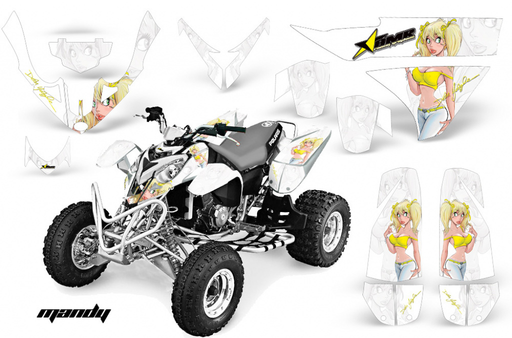 Mandy Hintergrund = Weiß, Designfarbe = Gelb für Polaris Predator 500