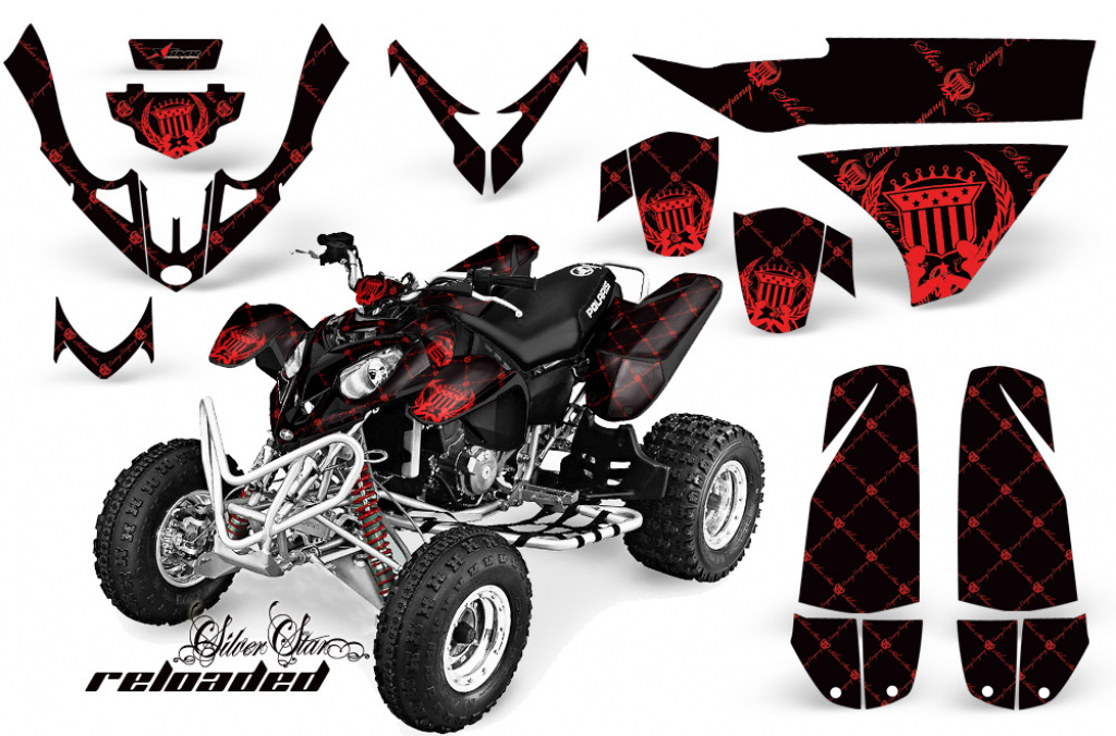 SilverStar - Reloaded Hintergrund = Schwarz, Designfarbe = Rot für Polaris Predator 500