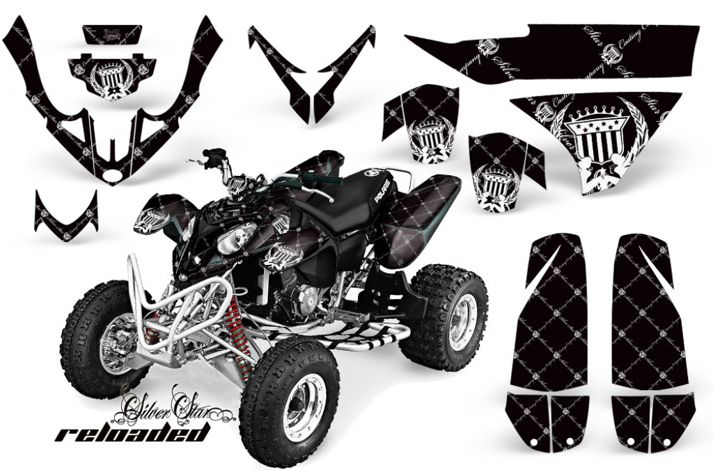 SilverStar - Reloaded Hintergrund = Schwarz, Designfarbe = Weiß für Polaris Predator 500