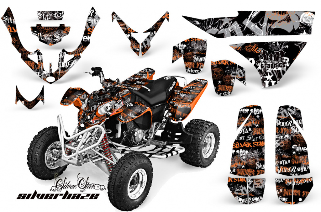 SilverStar - Silverhaze Hintergrund = Schwarz, Designfarbe = Orange für Polaris Predator 500