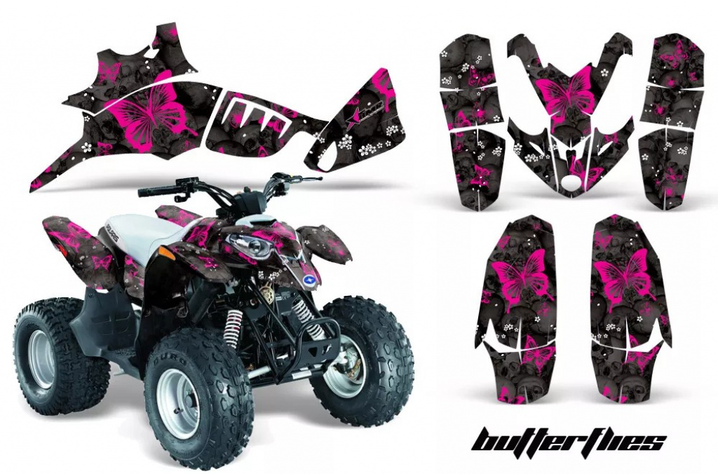 Butterfly Hintergrund = Schwarz, Designfarbe = Pink für Polaris Predator 90