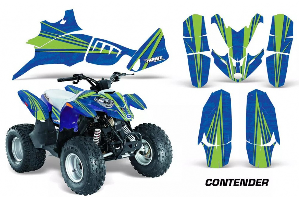 Contender Hintergrund = Blau, Designfarbe = Grün für Polaris Predator 90
