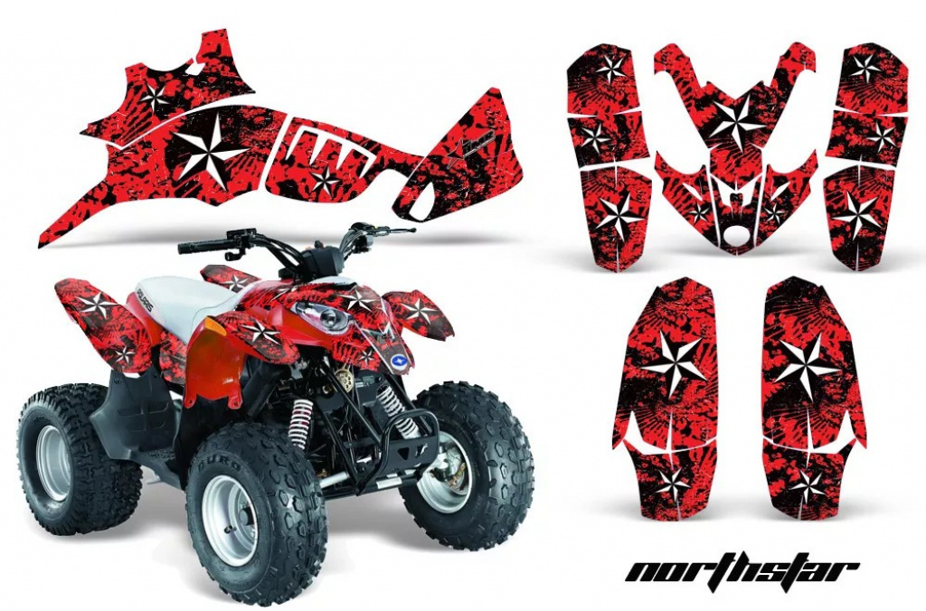 Northstar Hintergrund = Rot, Designfarbe = Weiß für Polaris Predator 90