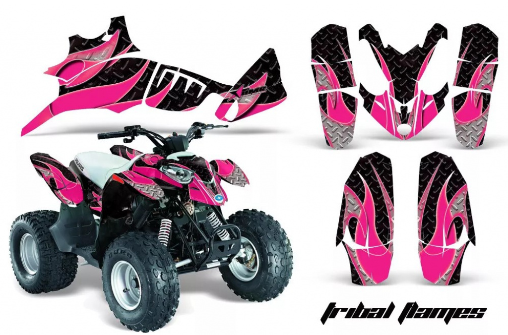 Tribal Flames Hintergrund = Schwarz, Designfarbe = Pink für Polaris Predator 90