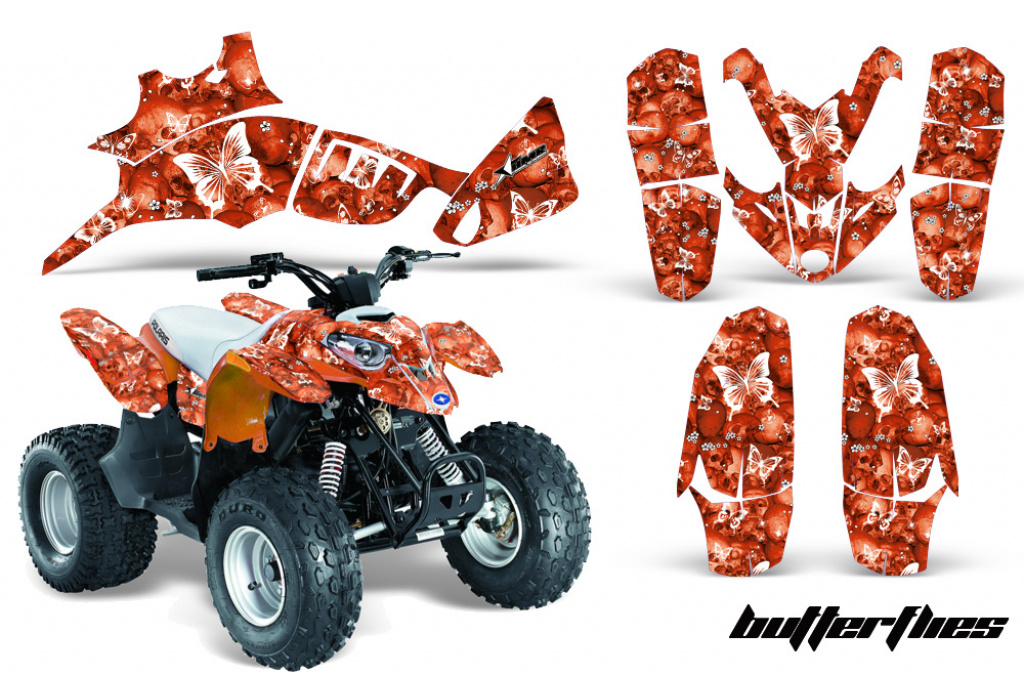 Butterfly Hintergrund = Orange, Designfarbe = Weiß für Polaris Predator 90