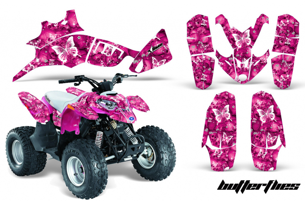 Butterfly Hintergrund = Pink, Designfarbe = Weiß für Polaris Predator 90