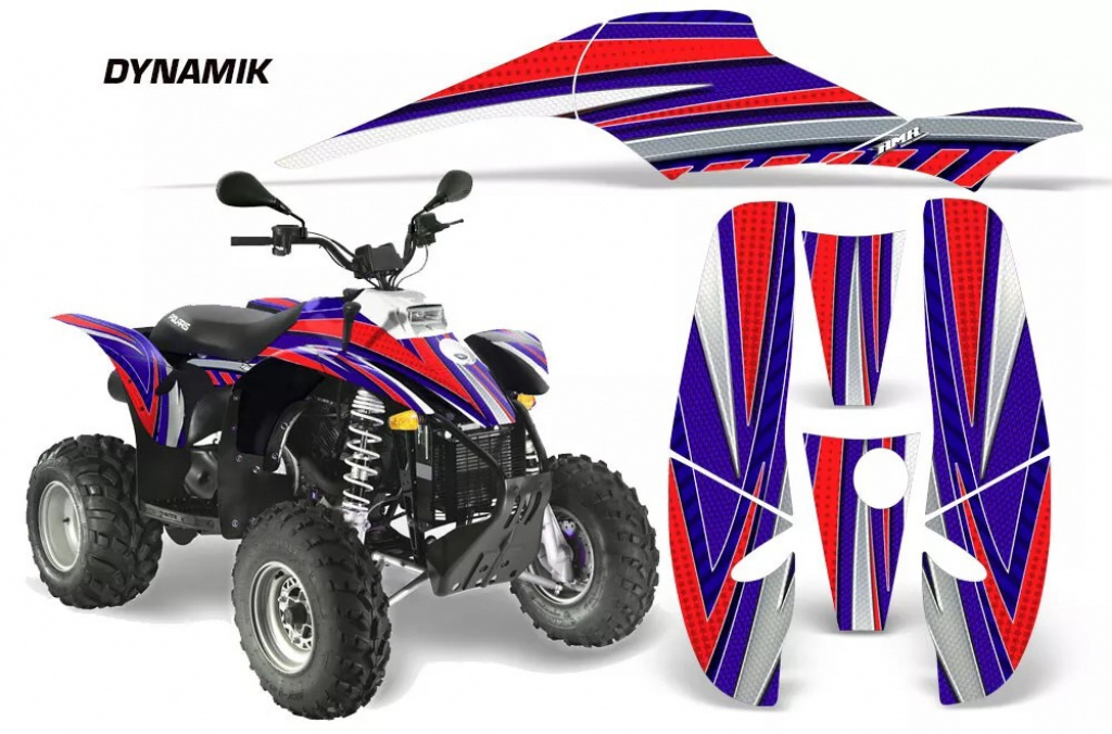 Dynamik Hintergrund = Blau, Designfarbe = Rot für Polaris Scrambler 1985-2009
