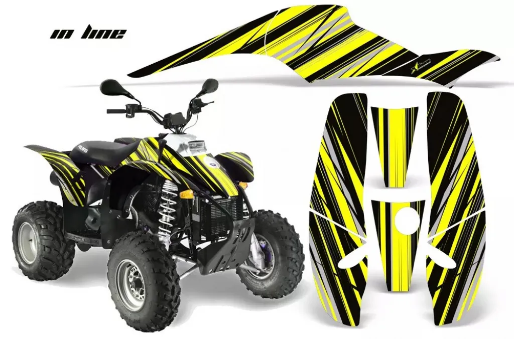 InLine Hintergrund = Schwarz, Designfarbe = Gelb für Polaris Scrambler 1985-2009