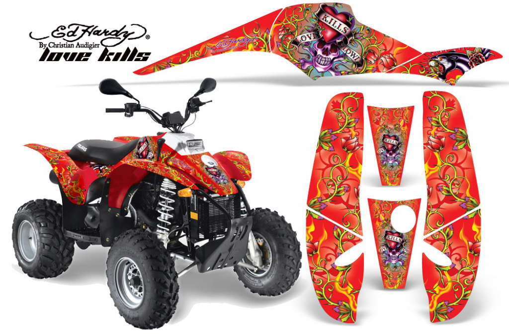 Ed-Hardy - LoveKills Rot für Polaris Scrambler 1985-2009