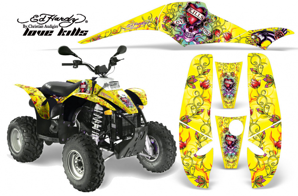 Ed-Hardy - LoveKills Gelb für Polaris Scrambler 1985-2009