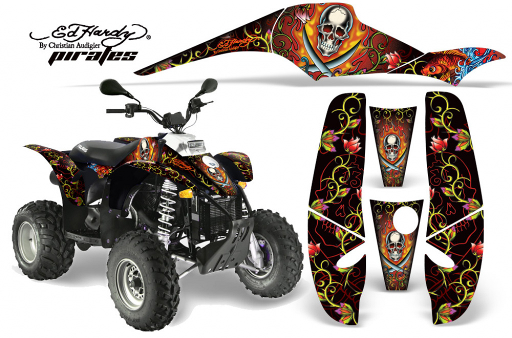 Ed-Hardy - Pirates Rot für Polaris Scrambler 1985-2009