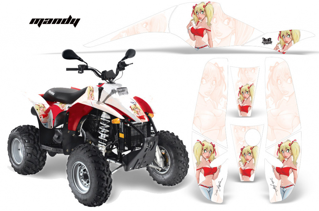 Mandy Hintergrund = Weiß, Designfarbe = Rot für Polaris Scrambler 1985-2009
