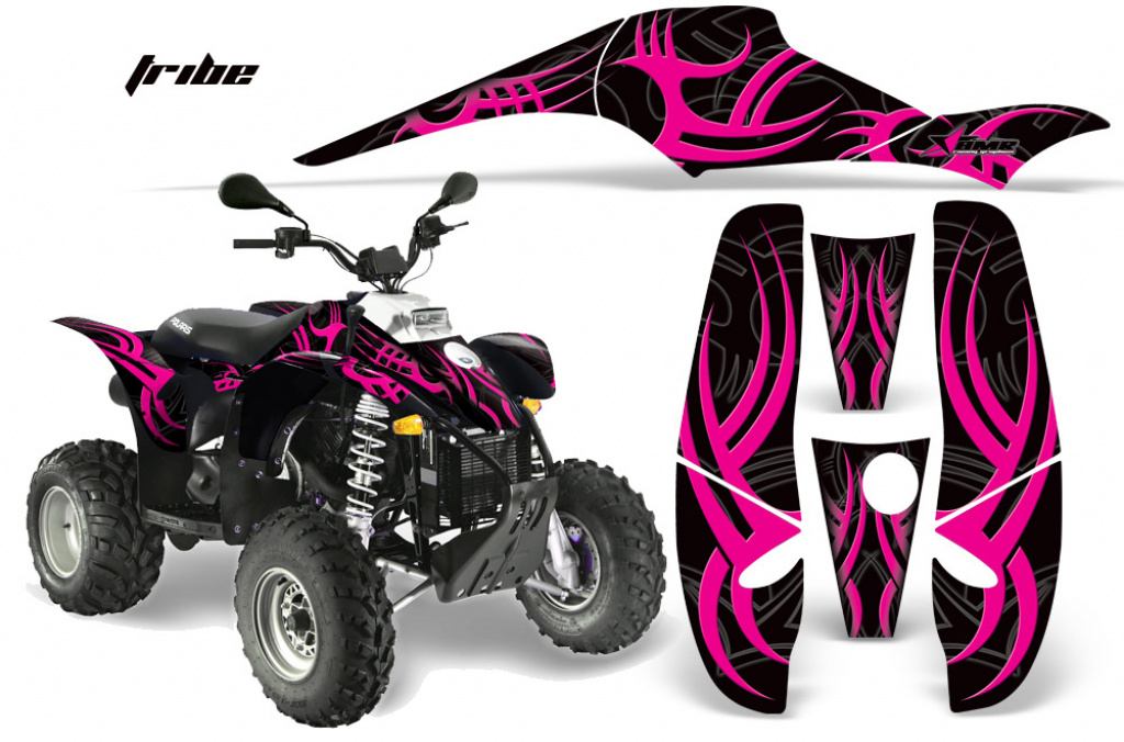 Tribe Hintergrund = Schwarz, Designfarbe = Pink für Polaris Scrambler 1985-2009