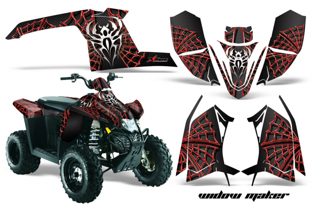 Widow Maker Hintergrund = Schwarz, Designfarbe = Rot für Polaris Trailblazer 2010-2013