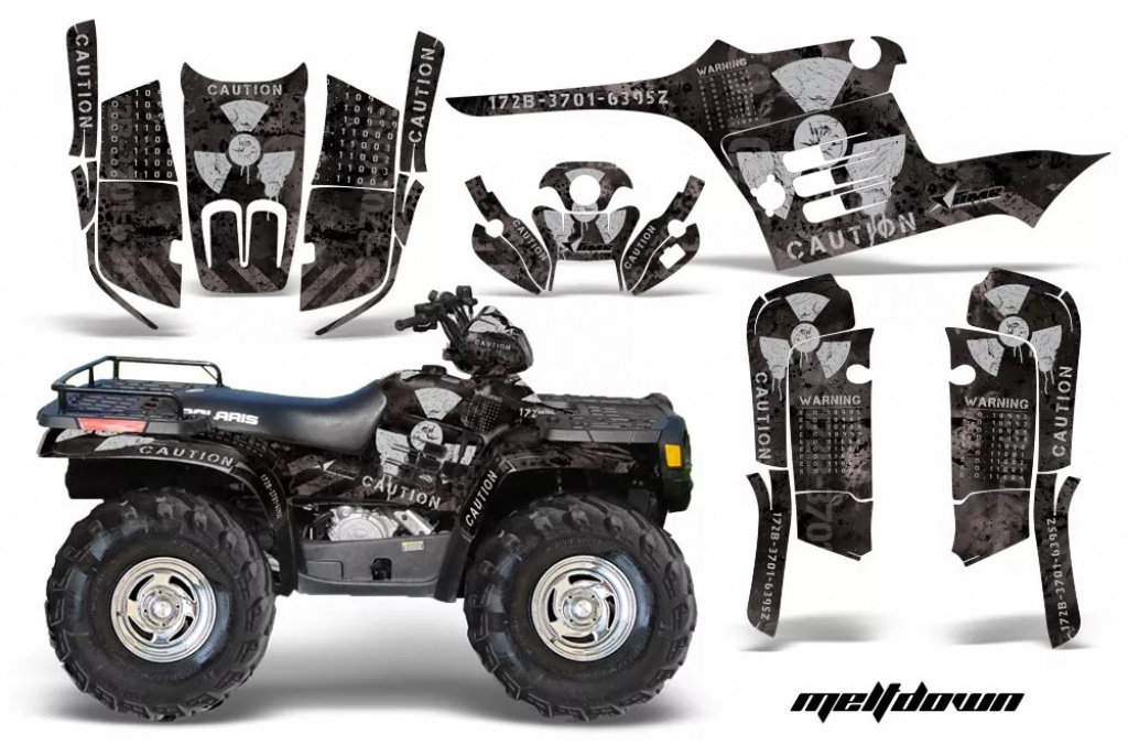 Meltdown Background = Black, Design color = Silver for Polaris Sportsman 400/500/600/700 95-04