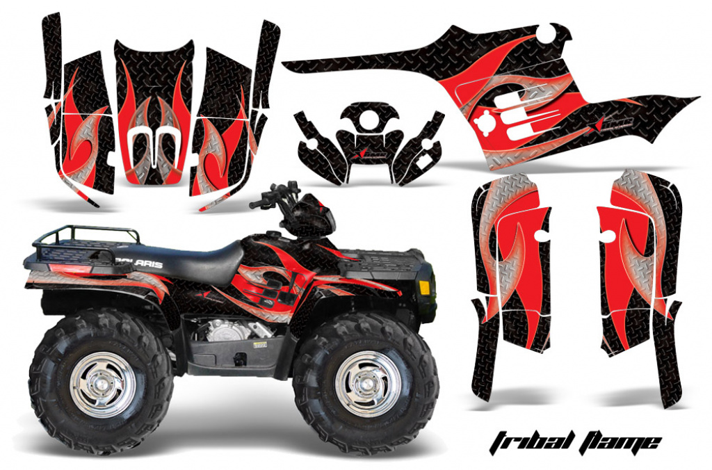 Tribal Flames Background = Black, Design color = Red for Polaris Sportsman 400/500/600/700 95-04