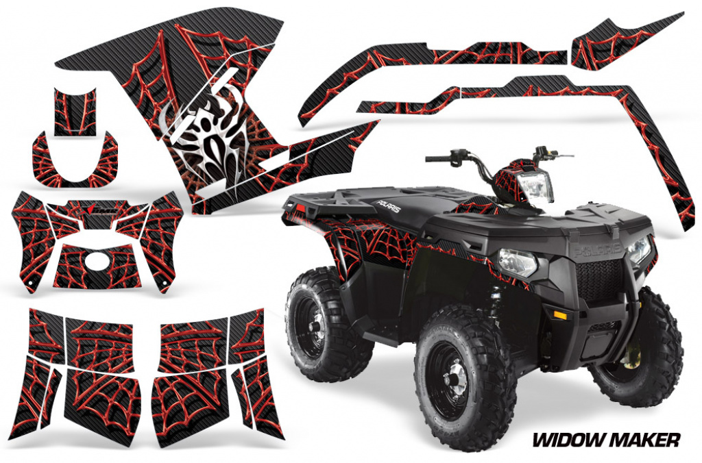 Widow Maker Background = Black, Design color = Red for Polaris Sportsman 800/500/400 11-15