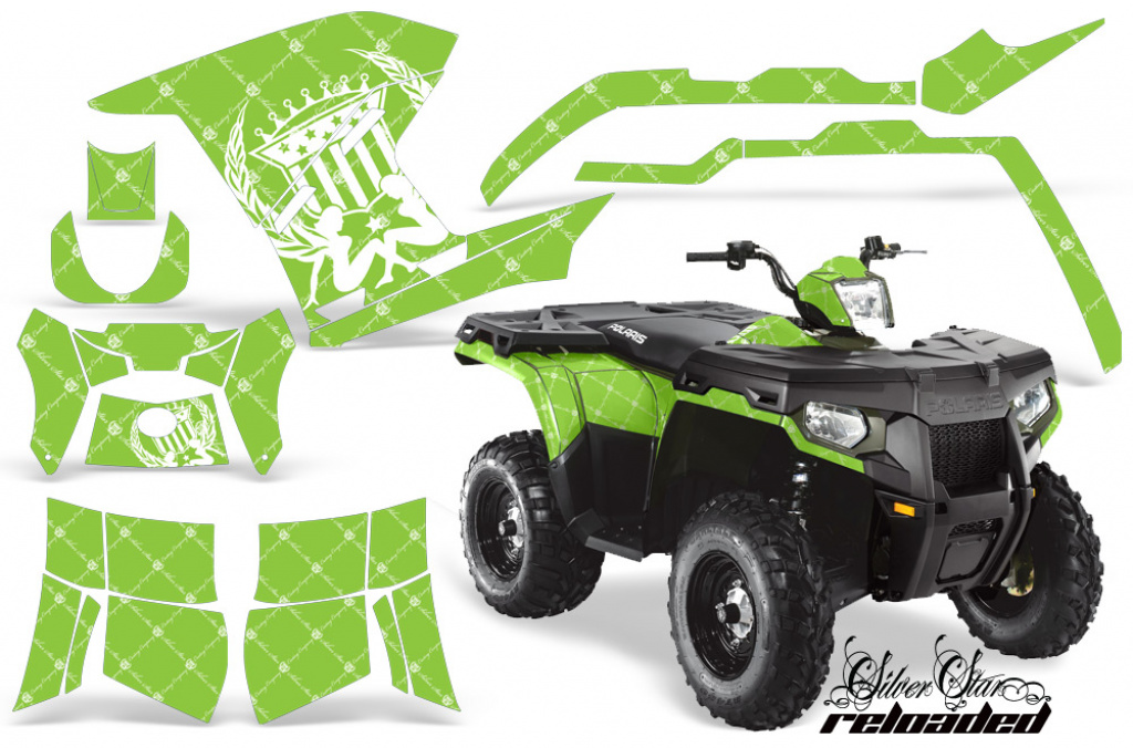 SilverStar - Reloaded Background = Green, Design color = White for Polaris Sportsman 800/500/400 11-15